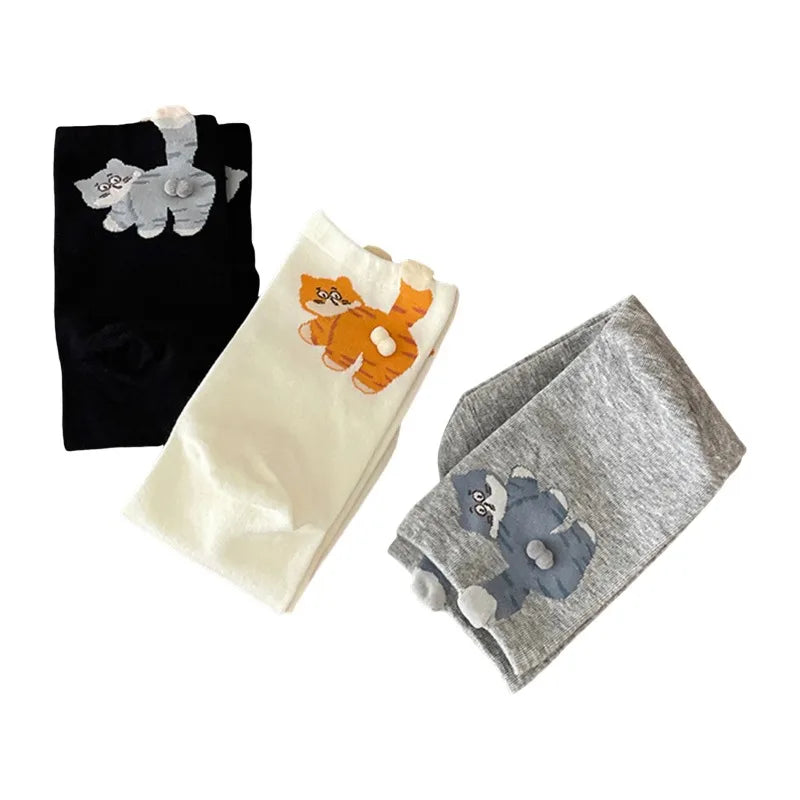 3D Cat Print Mid-Calf Couple Socks