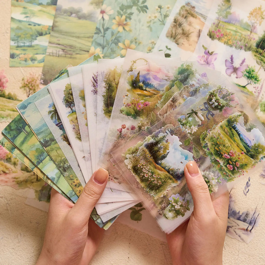 54-Piece Kawaii Scrapbooking Sticker & Paper Set