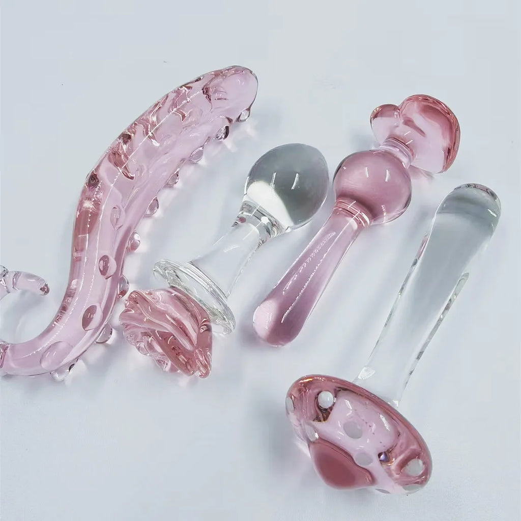 Pink Crystal Glass Anal Plug