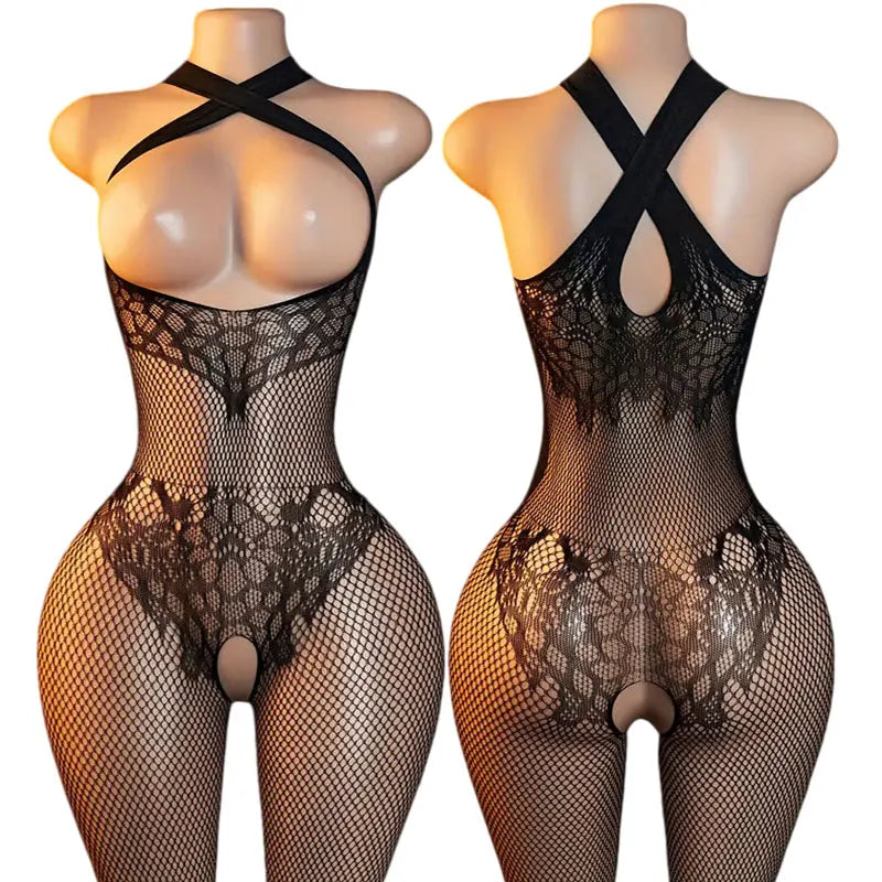 Sexy Woman Clothes Neckwear Slim Jumpsuit Fishnet Lingerie BodyStockings Teddy Bodysuitn Female Underwear Hot Summer Long Tights
