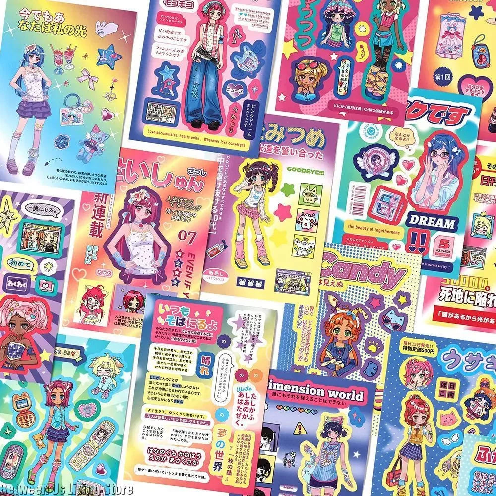 20-Sheet Vintage Anime Girl Y2K Sticker Set