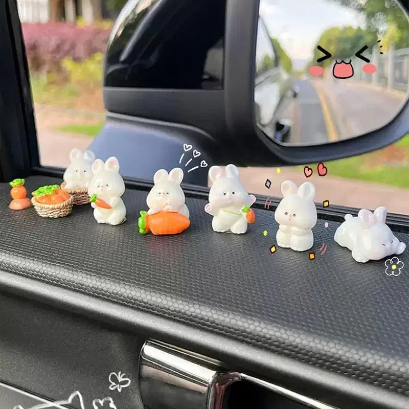 New Car Interior Accessories Cartoon Cute Bunny Car Ornaments Car Center Console Car Decoration Supplies