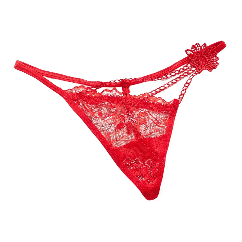 Sexy See-through Lace Thongs Women Sexy Irregular Hollow Out Lace Thin Briefs