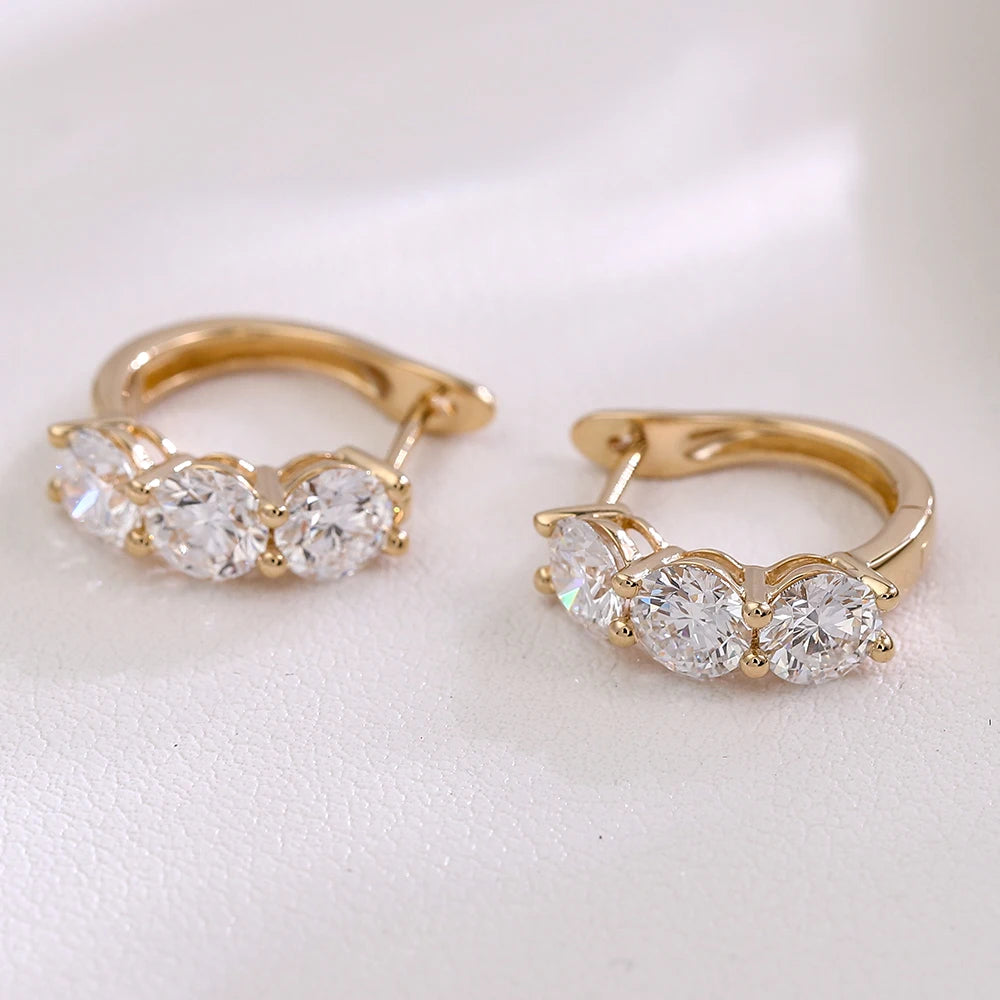Provence jewelry 10K 14K solid gold hoop earrings round cut lab diamond earrings for women sparkling wedding anniversary gifts