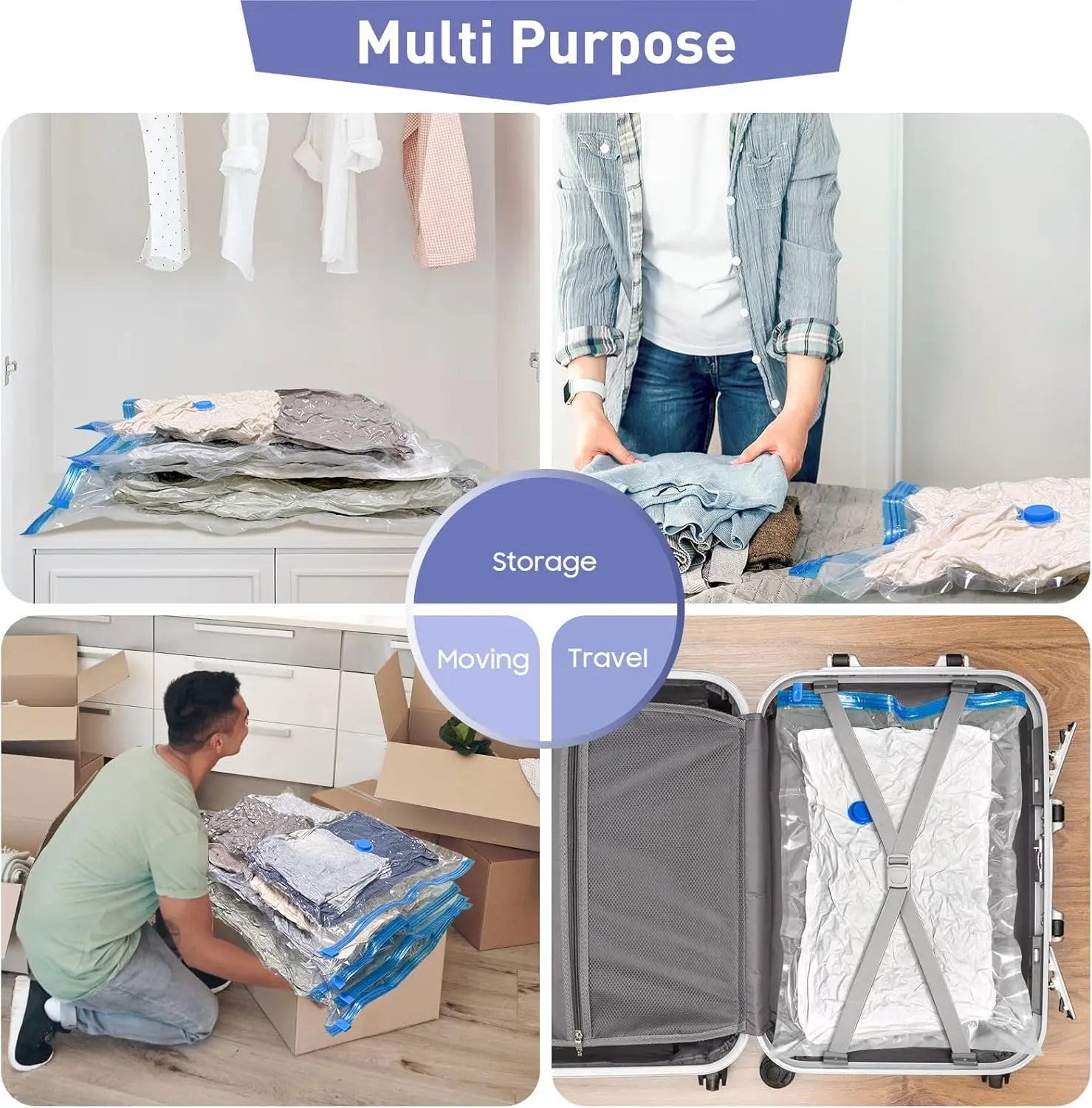 Vacuum Storage Bags Space Saver Vacuum Storage Bags, Vacuum Seal Bags for Clothing, Clothes, Comforters and Blankets