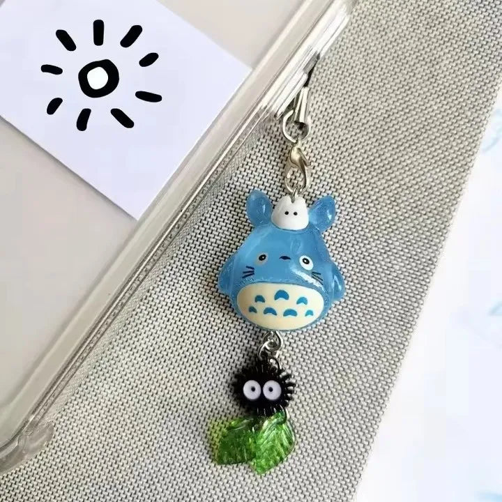 Totoro & Soot Sprite Beaded Phone Charm