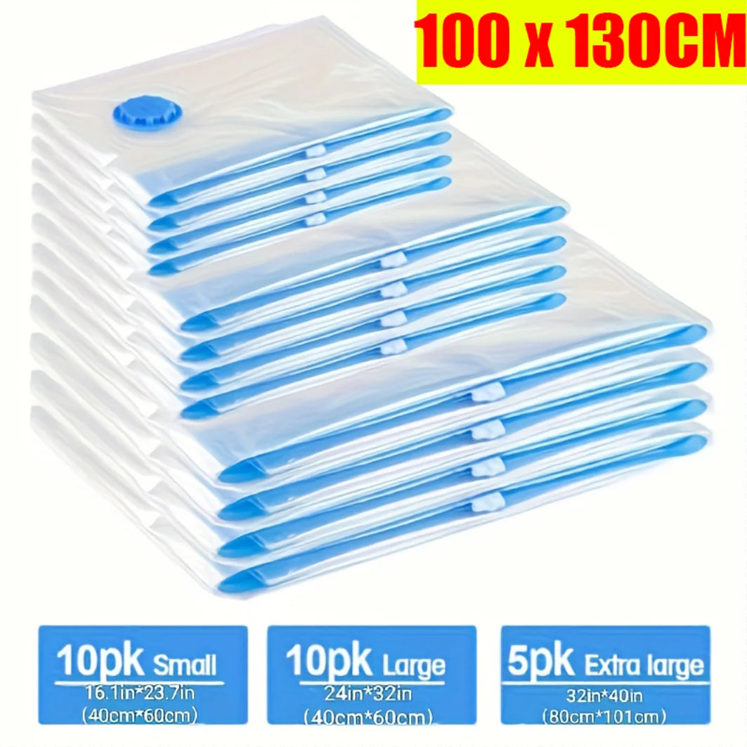 3/5/10-Pack Vacuum Storage Bags for Clothes & Bedding