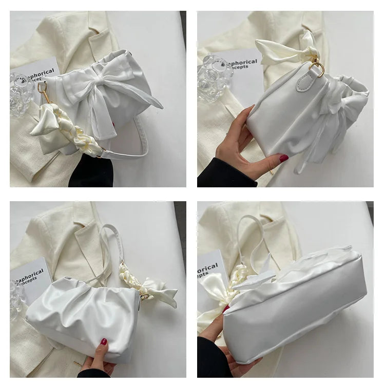 Pleated Bow Shoulder Bag