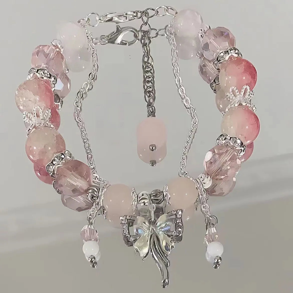 Cherry Blossom Crystal Beaded Bracelet