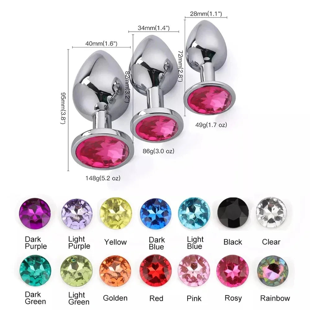Crystal-Tip Stainless Steel Anal Plug