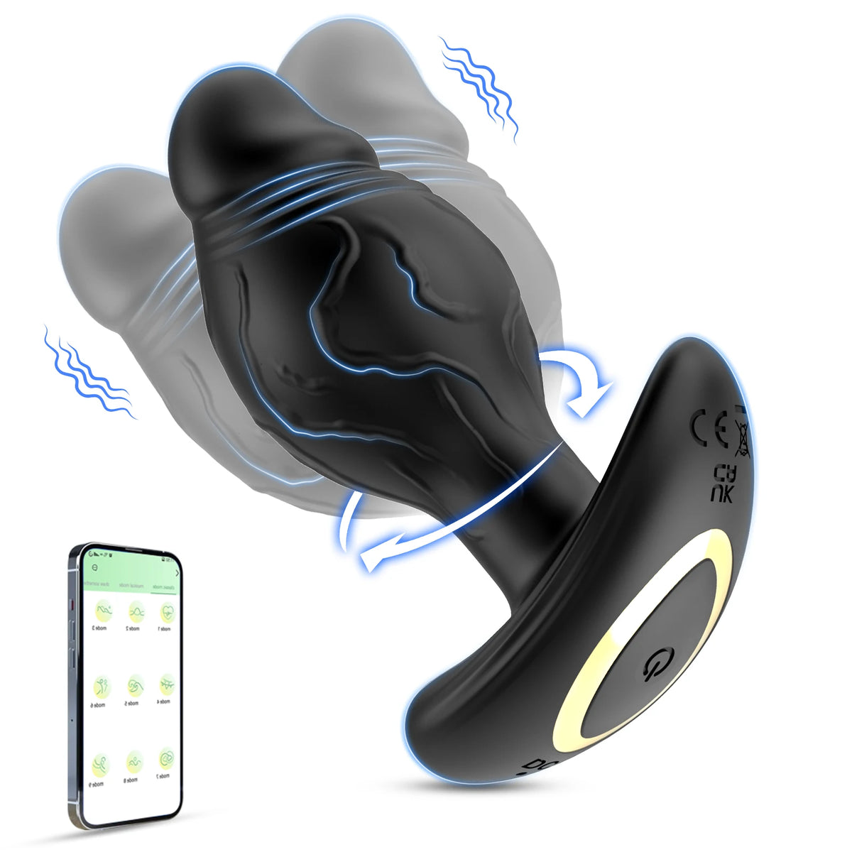 App-Controlled Rotating Vibrating Anal Plug – 9 Modes