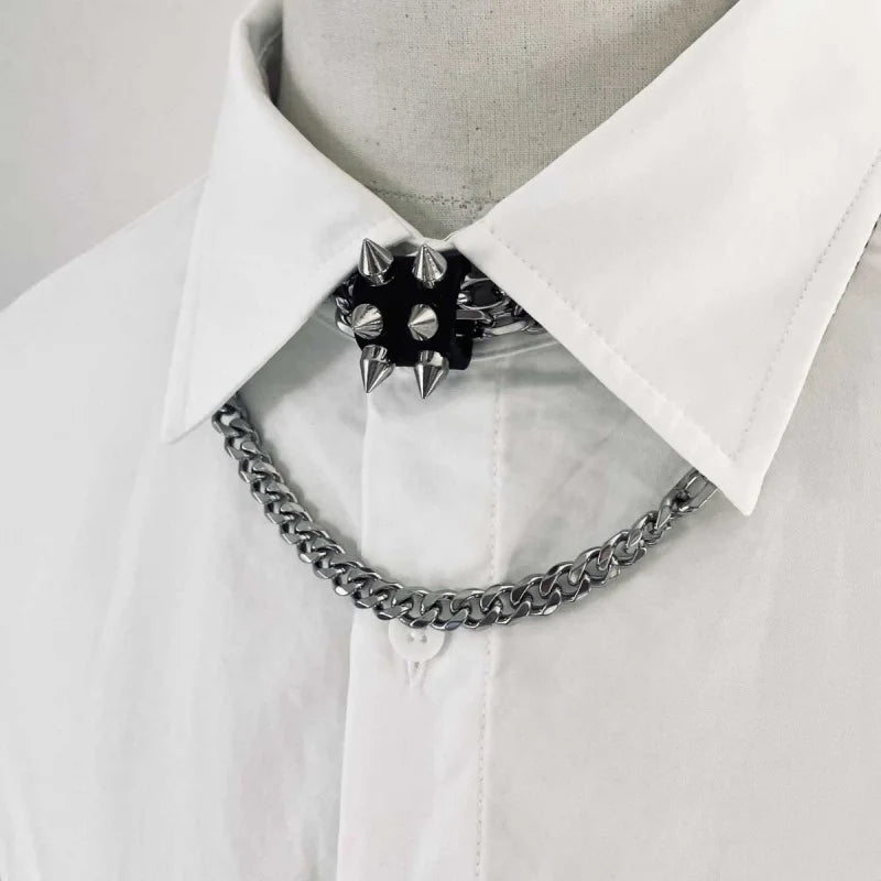A punk necklace, fashionable and versatile collarbone chain, Gothic style pointed nail chain, unisex