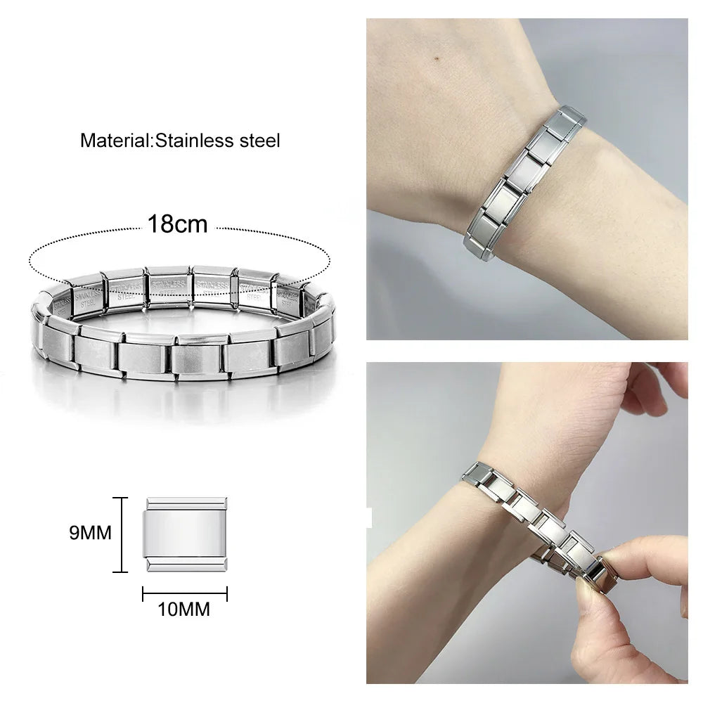 Y2K Stainless Steel Italian Charm Bracelet – 9mm Links