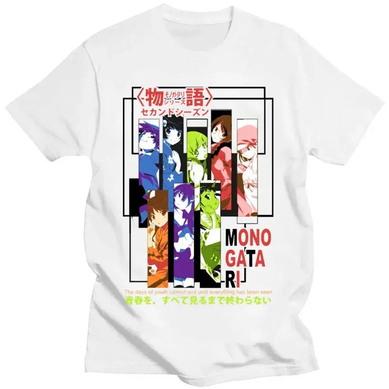 Japanese Manga Monogatari Series Graphic Print T-Shirts Man Summer Oversized Tee Shirt Casual Clothes Harajukkuu Streetweaarr