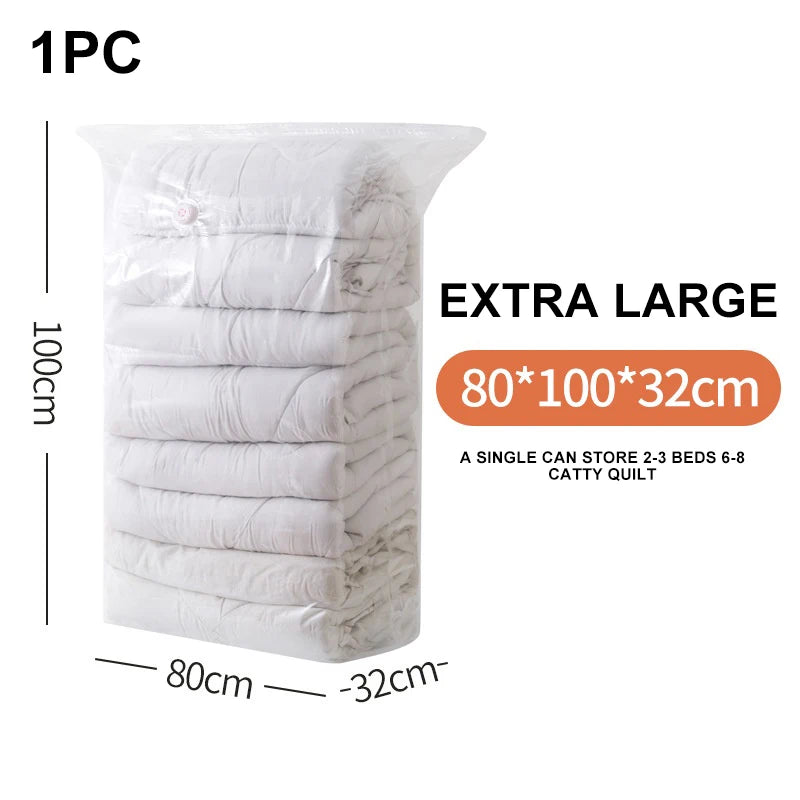 No-Pump Vacuum Storage Bags Large Capacity Space Saver Compression Bags Airtight Cube for Clothes Quilts Storage Sealer Bags