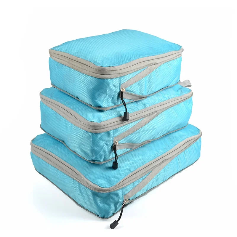 Compression Packing Cube Set with Zippered Storage Bags