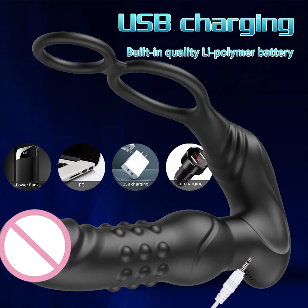 App-Controlled Thrusting Prostate Massager with Dual Rings