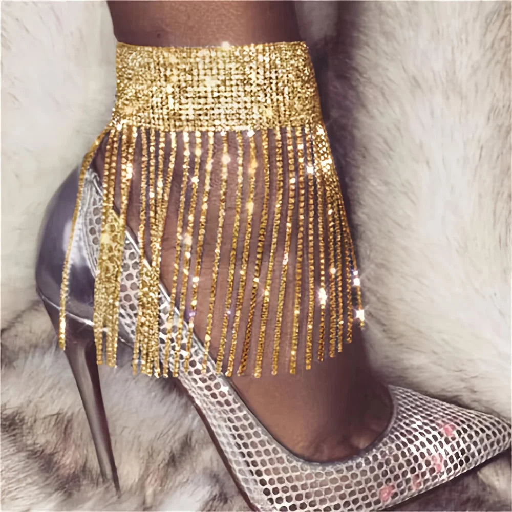1pcs Rhinestone anklet anklet ethnic style shining tassel charming anklet anklet anklet high heels