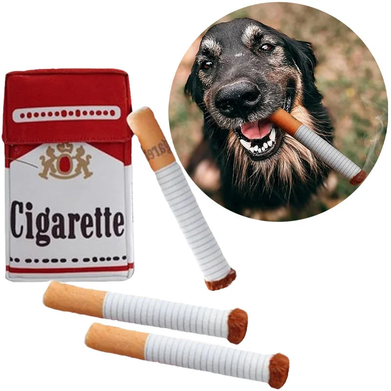 Cigarette-Shaped Giggling Plush Dog Toy