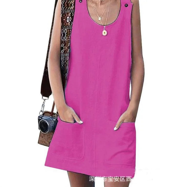 Women's Cotton-Linen Vintage Summer Dress