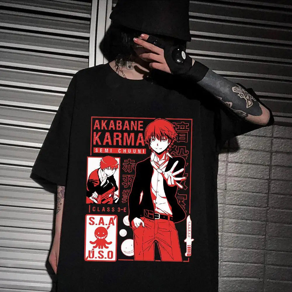 Anime T Shirt Assassination Women Men Funny Cartoon Karma Akabane Graphic T Shirts Nagisa Shiota Casual T-shirt Anime Tops