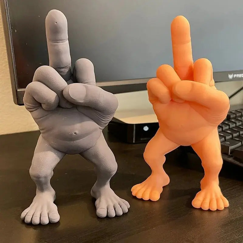 Funny Middle Finger Hand Figurine, Prank Resin Desk Ornament, Quirky Birthday Gift
