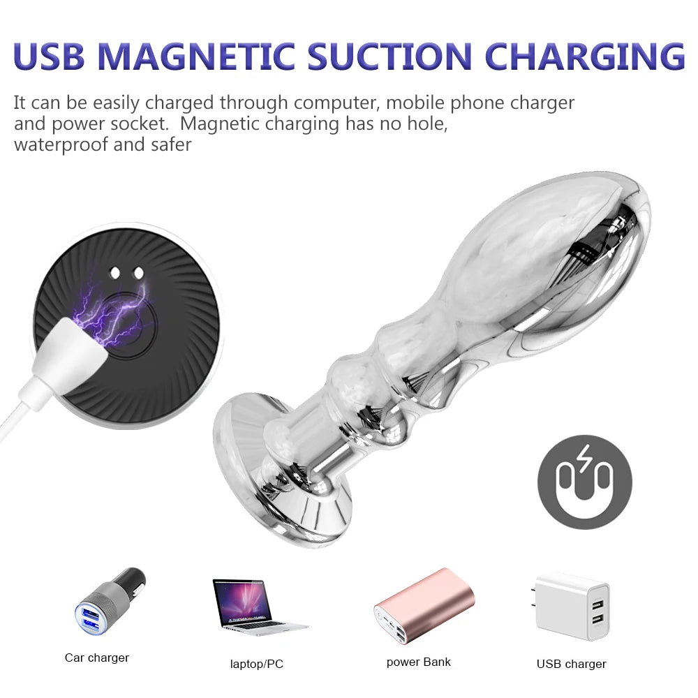 Remote-Control Stainless Steel Vibrating Anal Plug
