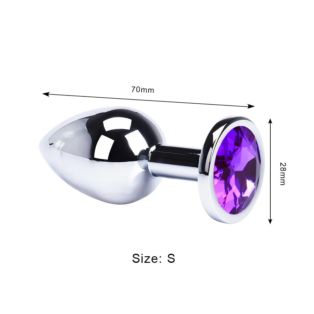 Colored Crystal Stainless Steel Anal Plug – 3 Sizes