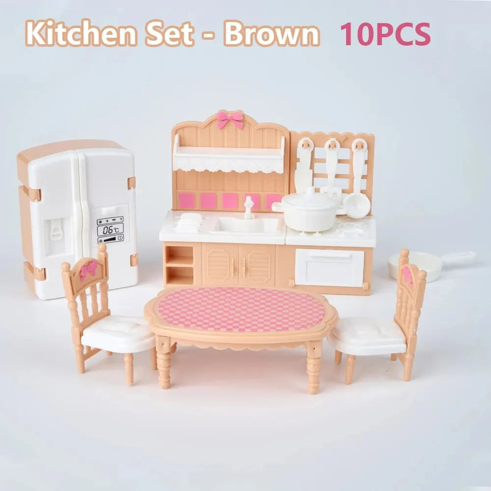 10-Piece Pink Miniature Dollhouse Furniture Set