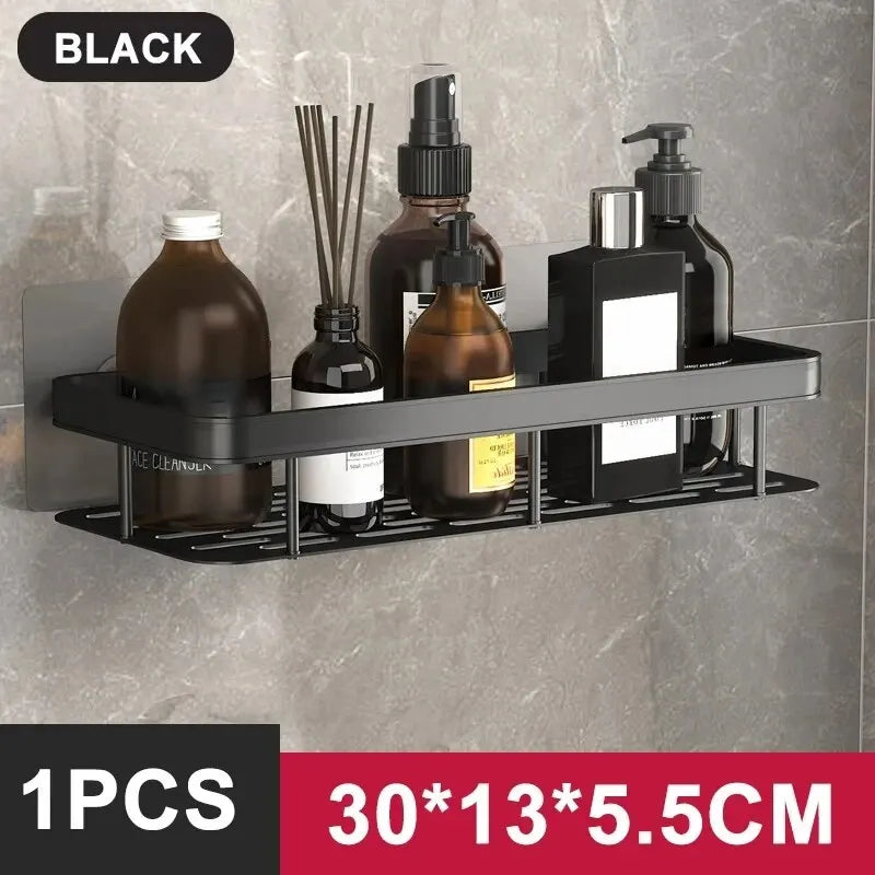 No-Drill Bathroom Makeup & Shampoo Shelf