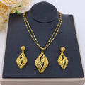 Fashion Gold Color Jewelry 24K Gold Color Warped Geometry Necklace Earrings Set Dubai India Africa Nigerian Bridal Gift