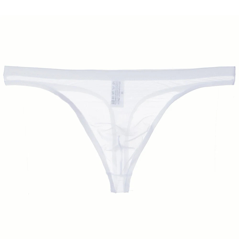 Lingerie Men Lingerie Thongs Low Rise Underpants Men Mesh Pants See-Through Sexy Sheer T Back Breathable T-Back