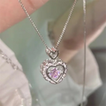 Crystal Bow, Angel Wings & Heart Necklace