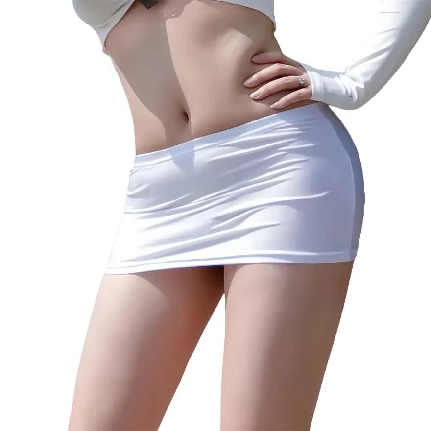 Sexy See Through Black Slim Ultra Thin Mini Short Skirts Bodycon Wrap Hips Silk Skirt for Woman Spring Summer Fashion Lingerie