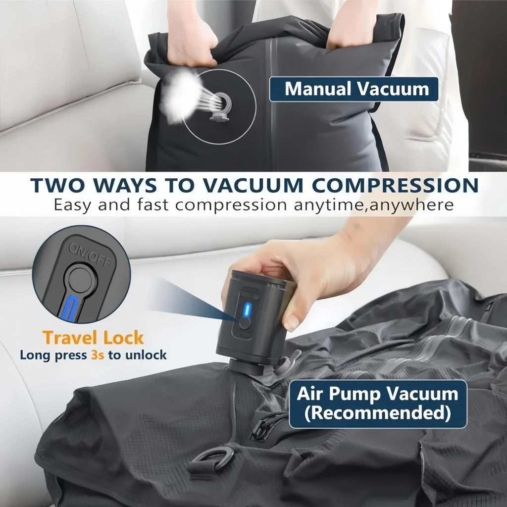 Vacuum Compression Travel Bags with USB Pump