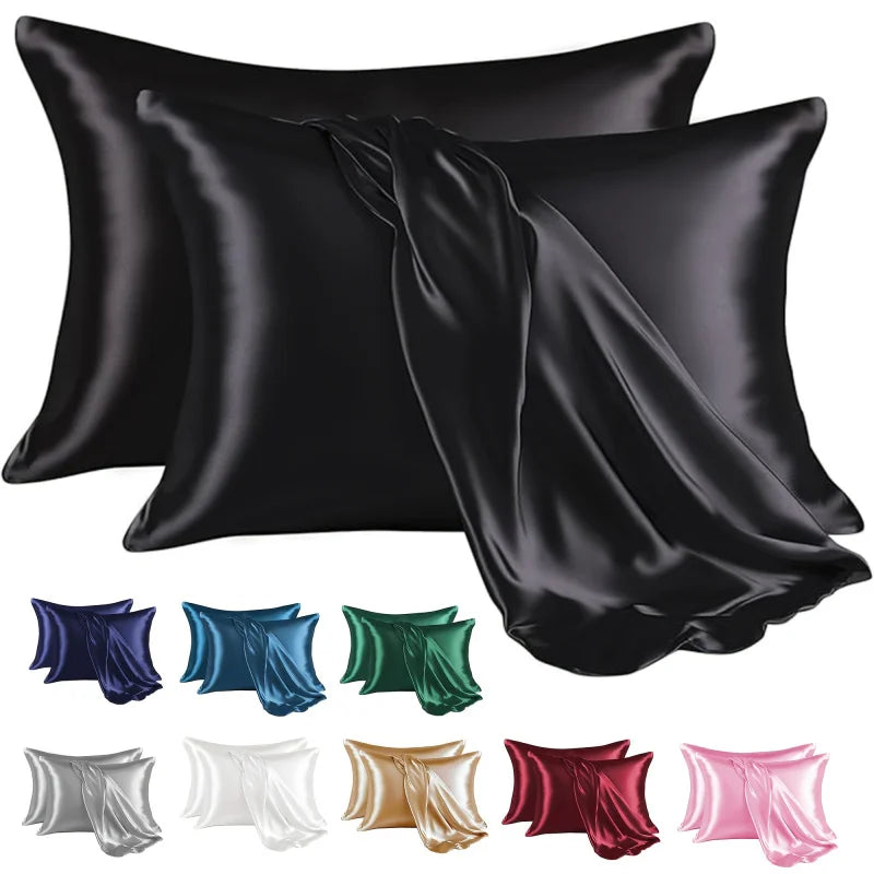 2-Piece Solid Satin Pillowcase Set – 20 x 26 in