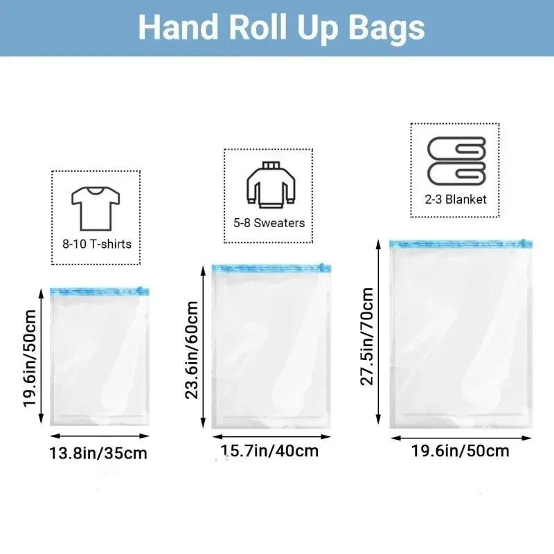 Reusable Roll-Up Travel Compression Storage Bag