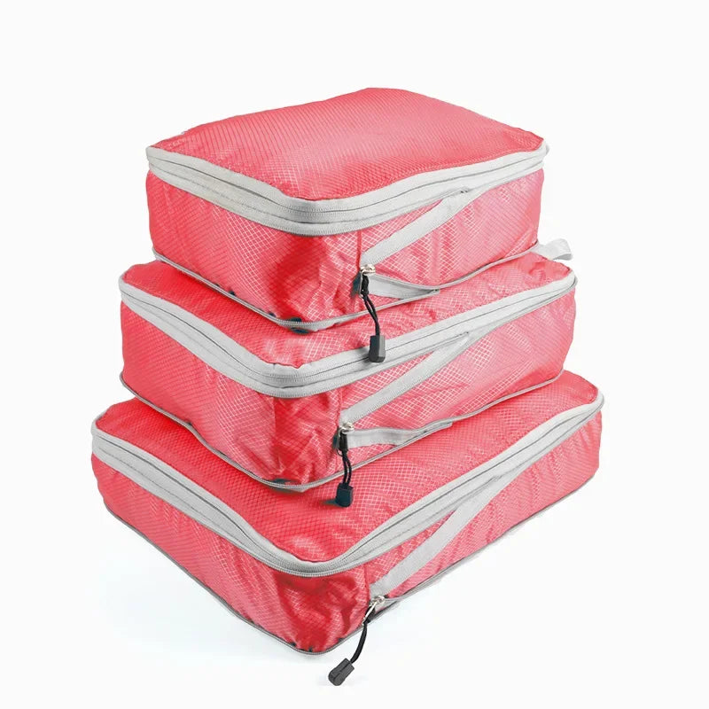 Compression Packing Cube Set with Zippered Storage Bags