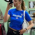 Blue France Letter Y2K Baby Tee