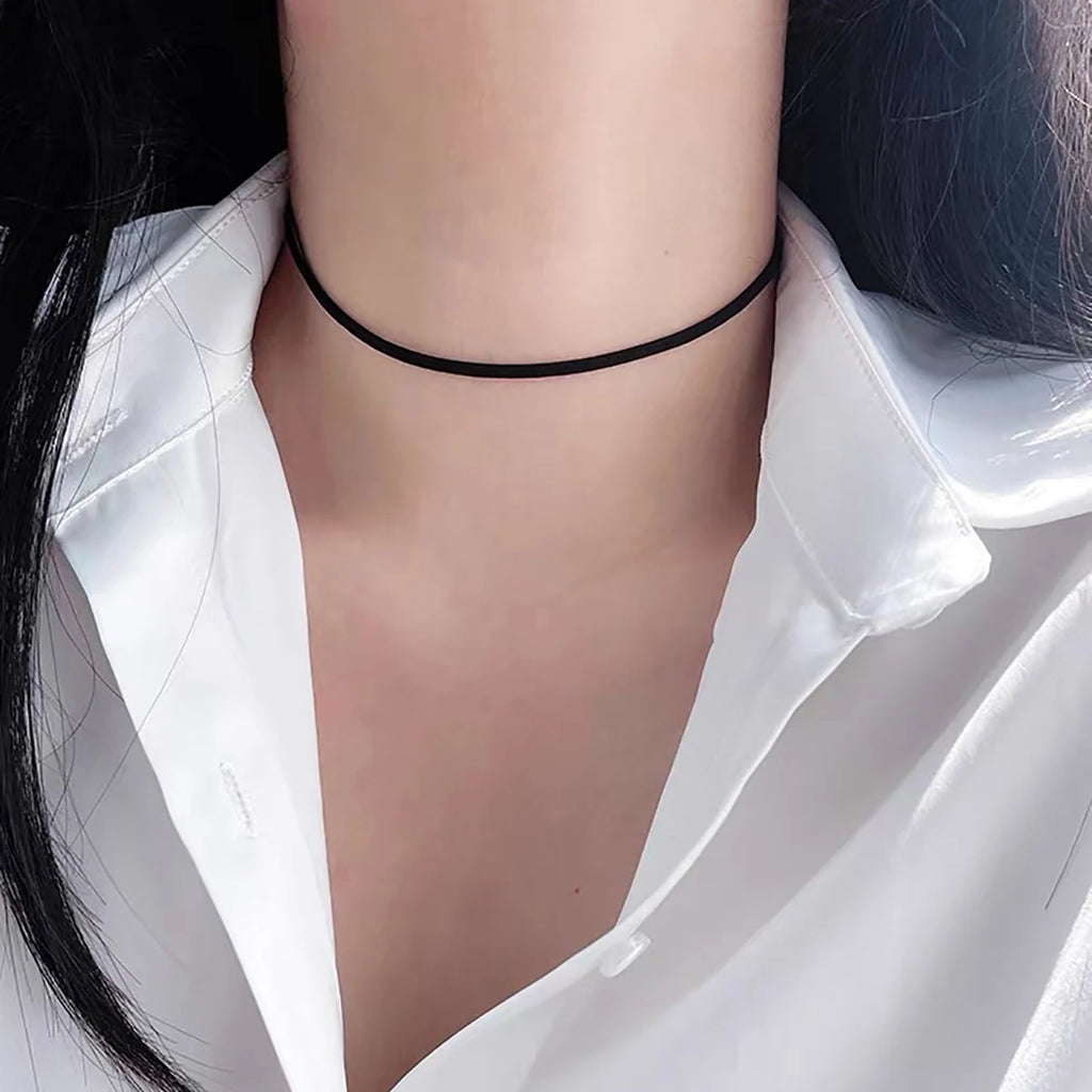 Dark punk sexy black PU choker collarbone chain Short Choker neck with collar necklace necklace women's neck accessories