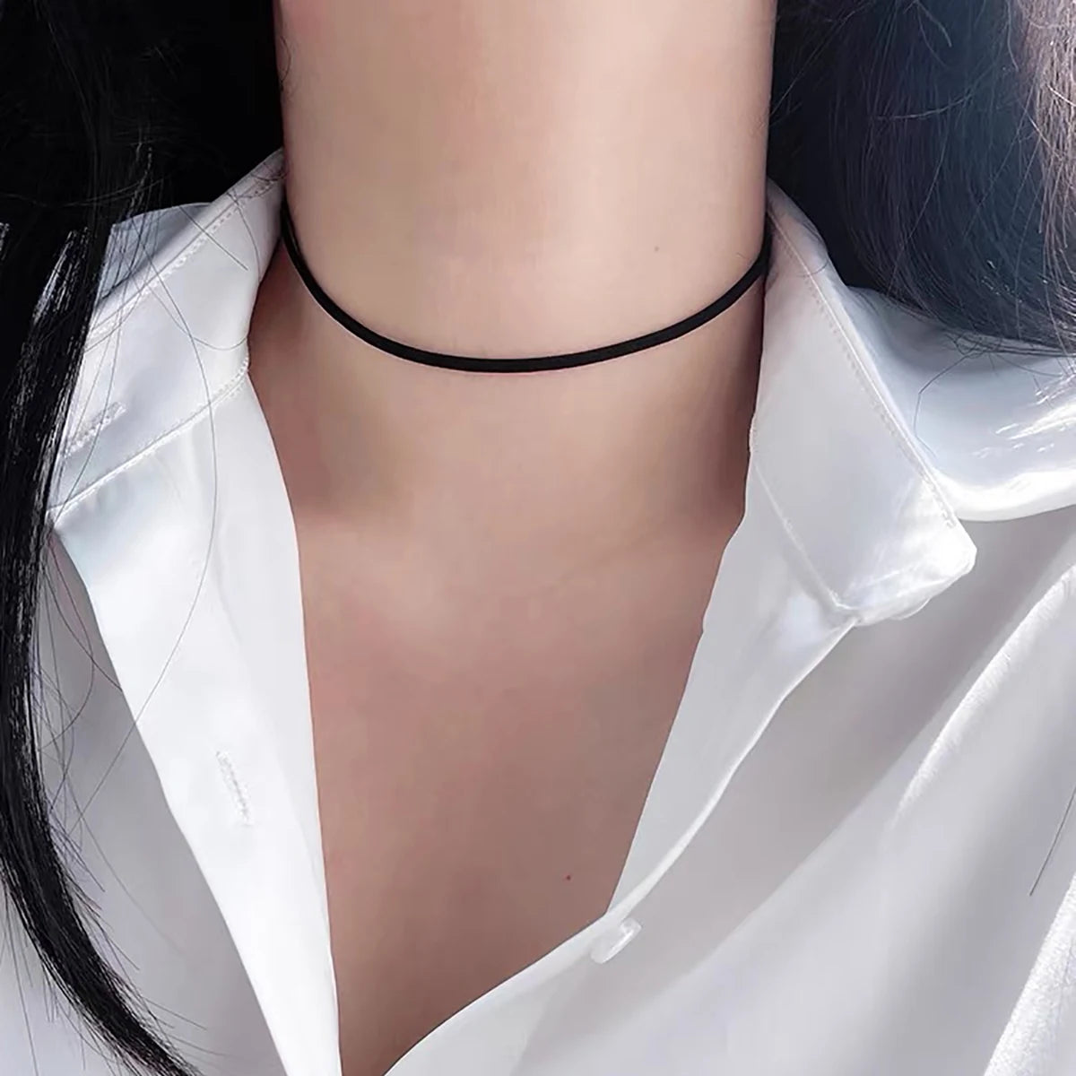 Dark punk sexy black PU choker collarbone chain Short Choker neck with collar necklace necklace women's neck accessories