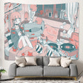 Pink Kawaii Anime Girl Wall Tapestry