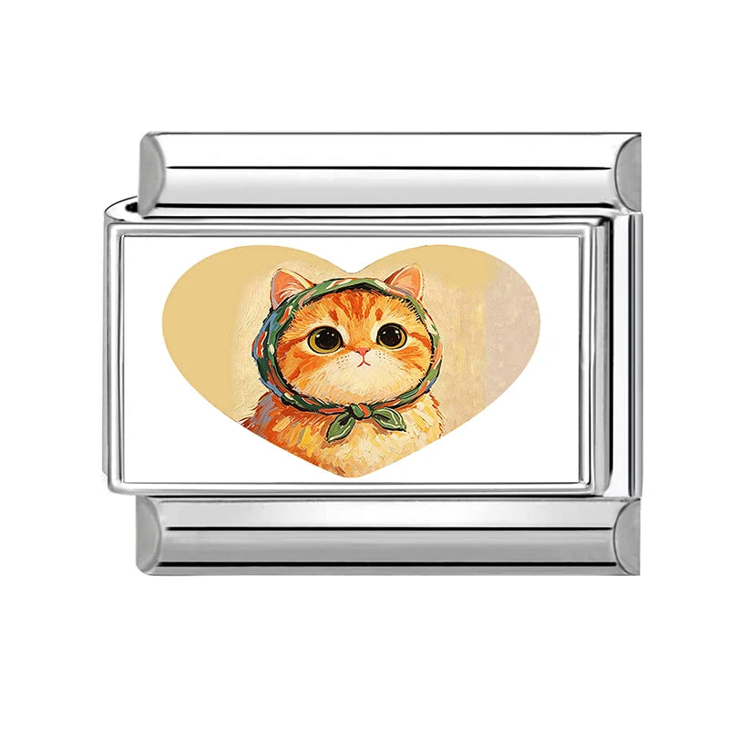 Cat Head Italian Charm Bracelet – 9mm Links