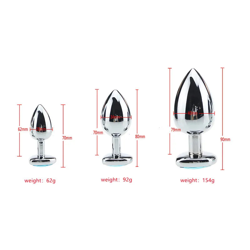 Heart-Base Crystal Metal Anal Plug
