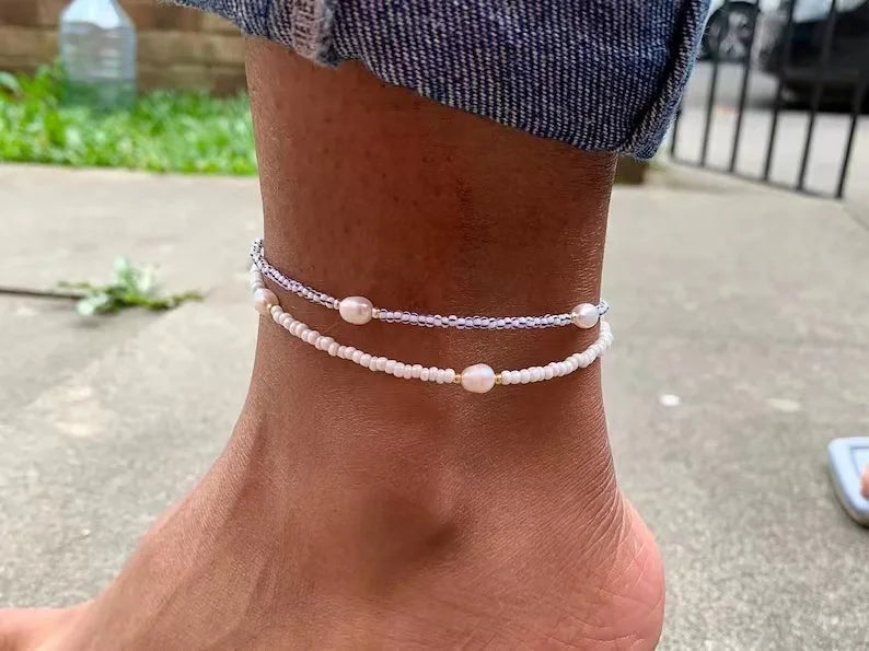 Colorful Pearl Beaded Anklet