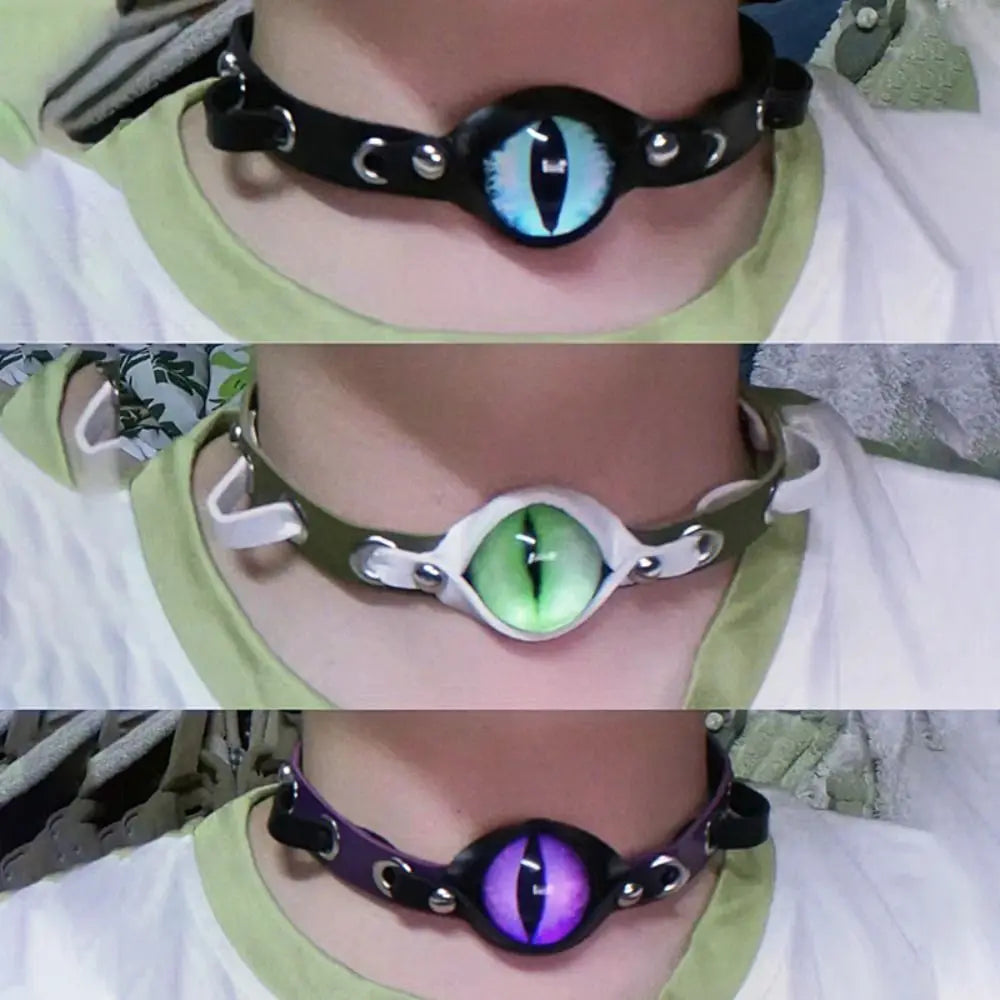 Fashion Evil Eyes Leather Choker Punk Aesthetic Harajuku Women Jewelry Grunge Rock Goth Necklace