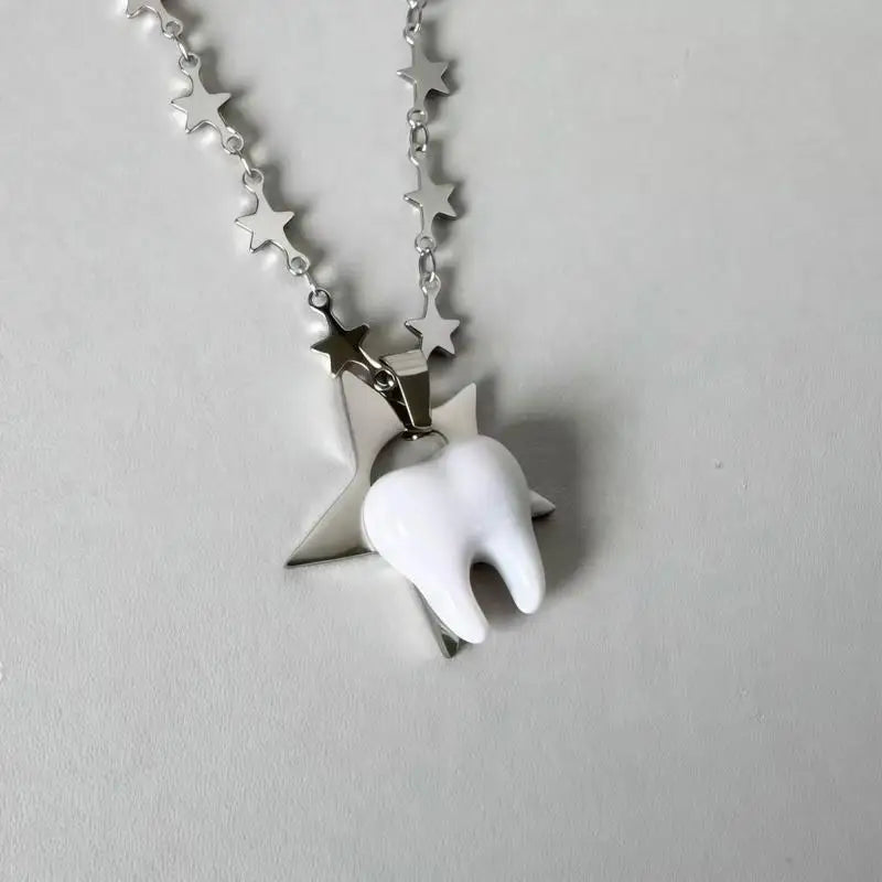 Y2K Heart, Star & Teeth Pendant Necklace