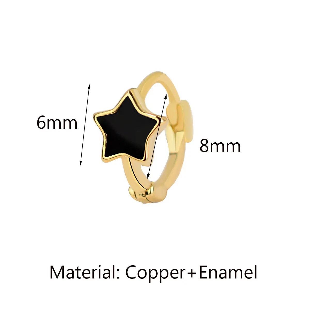 Black Enamel Heart & Star Huggie Earrings