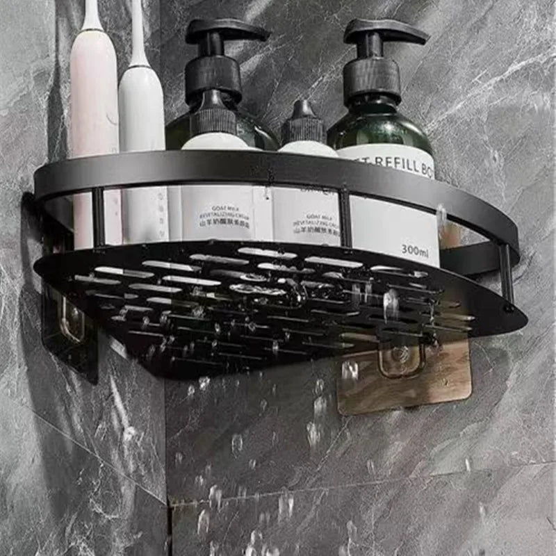 Aluminum Corner Shower & Makeup Storage Shelf