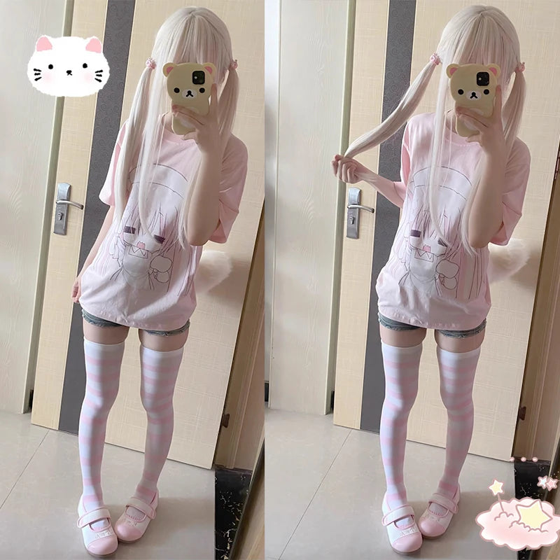 Cute Anime Print Y2K T-Shirt